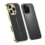 For iPhone 16 Pro Max GKK Plated Plain Leather Shockproof Phone Case(Black)