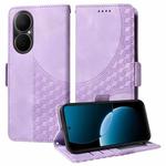 For Huawei Enjoy 80 Embossed Rhombus Starry Leather Phone Case(Purple)