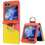 For Samsung Galaxy Z Flip6 VIETAO Metal Ring Card Slot PU Phone Case(Orange Yellow)