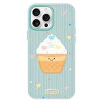 For iPhone 16 Pro Max Skin Feeling Jelly TPU Hybrid PC Phone Case(Ice Cream Polka Dot Light Green)