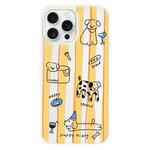 For iPhone 16 Pro Skin Feeling Jelly TPU Hybrid PC Phone Case(Two-color Line Dog White)