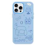 For iPhone 16 Pro Skin Feeling Jelly TPU Hybrid PC Phone Case(Line Puppy Blue)