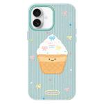 For iPhone 16 Plus Skin Feeling Jelly TPU Hybrid PC Phone Case(Ice Cream Polka Dot Light Green)