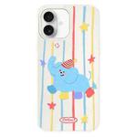 For iPhone 16 Plus Skin Feeling Jelly TPU Hybrid PC Phone Case(Elephant Wearing Socks White)