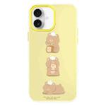 For iPhone 16 Skin Feeling Jelly TPU Hybrid PC Phone Case(Bread Bear Yellow)