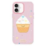 For iPhone 16 Skin Feeling Jelly TPU Hybrid PC Phone Case(Ice Cream Polka Dot Pink)