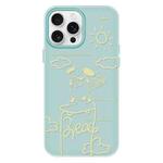 For iPhone 15 Pro Max Skin Feeling Jelly TPU Hybrid PC Phone Case(Rose Puppy Light Green)