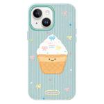 For iPhone 15 Plus Skin Feeling Jelly TPU Hybrid PC Phone Case(Ice Cream Polka Dot Light Green)