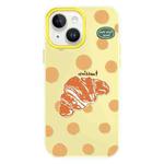 For iPhone 15 Plus Skin Feeling Jelly TPU Hybrid PC Phone Case(Polka Dot Croissant Yellow)