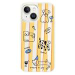 For iPhone 15 Skin Feeling Jelly TPU Hybrid PC Phone Case(Two-color Line Dog White)