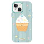 For iPhone 14 Plus Skin Feeling Jelly TPU Hybrid PC Phone Case(Ice Cream Polka Dot Light Green)