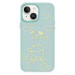 For iPhone 14 Plus Skin Feeling Jelly TPU Hybrid PC Phone Case(Rose Puppy Light Green)