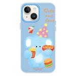 For iPhone 13 Skin Feeling Jelly TPU Hybrid PC Phone Case(Elephant Burger Blue)