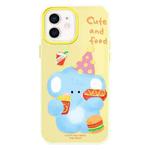 For iPhone 12 Skin Feeling Jelly TPU Hybrid PC Phone Case(Elephant Burger Yellow)