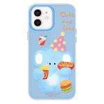 For iPhone 12 Skin Feeling Jelly TPU Hybrid PC Phone Case(Elephant Burger Blue)