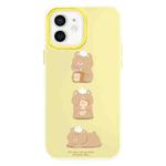 For iPhone 12 Skin Feeling Jelly TPU Hybrid PC Phone Case(Bread Bear Yellow)