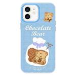 For iPhone 12 Skin Feeling Jelly TPU Hybrid PC Phone Case(Biscuit Bear Blue)