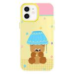 For iPhone 12 Skin Feeling Jelly TPU Hybrid PC Phone Case(Bear Table Lamp Yellow)