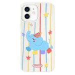 For iPhone 12 Skin Feeling Jelly TPU Hybrid PC Phone Case(Elephant Wearing Socks White)