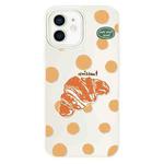 For iPhone 12 Skin Feeling Jelly TPU Hybrid PC Phone Case(Polka Dot Croissant White)