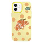 For iPhone 12 Skin Feeling Jelly TPU Hybrid PC Phone Case(Polka Dot Croissant Yellow)