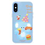 For iPhone X / XS Skin Feeling Jelly TPU Hybrid PC Phone Case(Elephant Burger Blue)