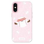 For iPhone X / XS Skin Feeling Jelly TPU Hybrid PC Phone Case(Sports Baseball Pink)