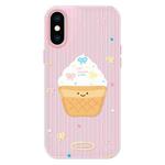 For iPhone X / XS Skin Feeling Jelly TPU Hybrid PC Phone Case(Ice Cream Polka Dot Pink)