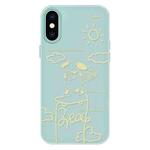 For iPhone X / XS Skin Feeling Jelly TPU Hybrid PC Phone Case(Rose Puppy Light Green)