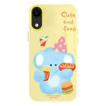 For iPhone XR Skin Feeling Jelly TPU Hybrid PC Phone Case(Elephant Burger Yellow)