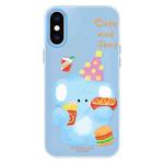 For iPhone XS Max Skin Feeling Jelly TPU Hybrid PC Phone Case(Elephant Burger Blue)