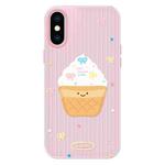 For iPhone XS Max Skin Feeling Jelly TPU Hybrid PC Phone Case(Ice Cream Polka Dot Pink)