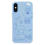 For iPhone XS Max Skin Feeling Jelly TPU Hybrid PC Phone Case(Line Puppy Blue)