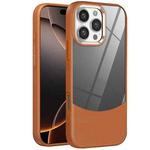 For iPhone 16 Pro Litchi Texture TPU Hybrid Acrylic Phone Case(Brown)