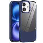 For iPhone 16 Plus Litchi Texture TPU Hybrid Acrylic Phone Case(Blue)