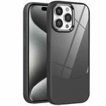 For iPhone 15 Pro Litchi Texture TPU Hybrid Acrylic Phone Case(Black)