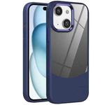 For iPhone 15 Plus Litchi Texture TPU Hybrid Acrylic Phone Case(Blue)