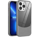 For iPhone 13 Pro Litchi Texture TPU Hybrid Acrylic Phone Case(Grey)