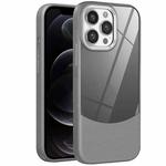 For iPhone 12 Pro Max Litchi Texture TPU Hybrid Acrylic Phone Case(Grey)