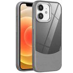 For iPhone 12 Litchi Texture TPU Hybrid Acrylic Phone Case(Grey)