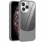 For iPhone 11 Pro Max Litchi Texture TPU Hybrid Acrylic Phone Case(Grey)