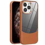 For iPhone 11 Pro Max Litchi Texture TPU Hybrid Acrylic Phone Case(Brown)