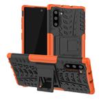 For Samsung Galaxy Note10 Tire Texture Shockproof TPU+PC Protective Case with Holder(Orange)