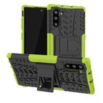 For Samsung Galaxy Note10 Tire Texture Shockproof TPU+PC Protective Case with Holder(Green)