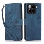 For Xiaomi 15 Orchid Butterfly Embossed Leather Phone Case(Blue)