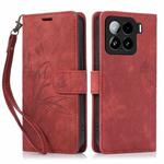 For Xiaomi 15 Orchid Butterfly Embossed Leather Phone Case(Red)