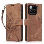 For Xiaomi 15 Orchid Butterfly Embossed Leather Phone Case(Brown)
