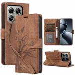 For Xiaomi 14T Orchid Butterfly Embossed Leather Phone Case(Brown)