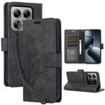 For Xiaomi 14T Pro Orchid Butterfly Embossed Leather Phone Case(Black)