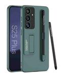 For Samsung Galaxy S25 5G GKK Ultra-thin Holder Phone Case with Pen Slots & Stylus Pen(Green)